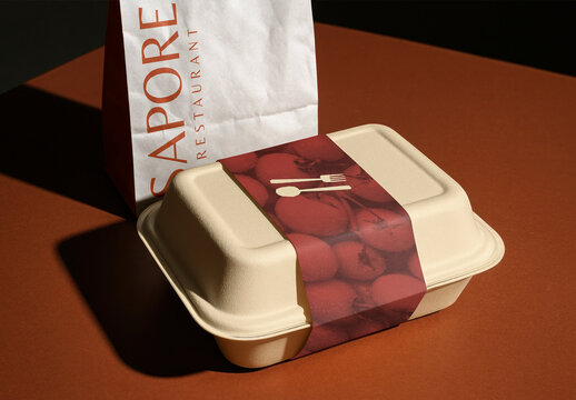 Eco-friendly Restaurant Takeout Packaging Mockup Psd