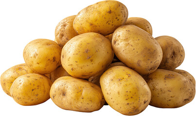 A pile of raw, earthy potatoes with small brown spots on their skin