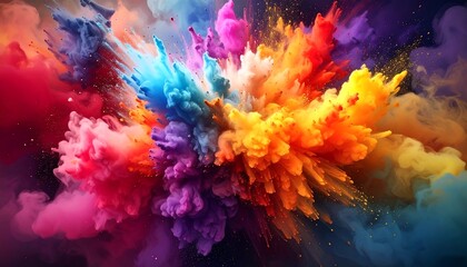 Vibrant color explosion, dynamic and energetic