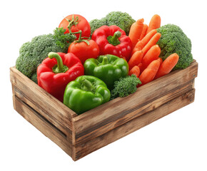 Assortment of fresh vegetables in a rustic wooden crate (3)