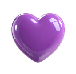 A glossy, smooth, purple heart shape with reflections, isolated on black