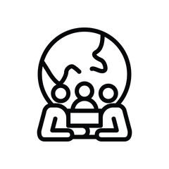 global audience icon with people and globe outline icon vector design good for web or mobile app