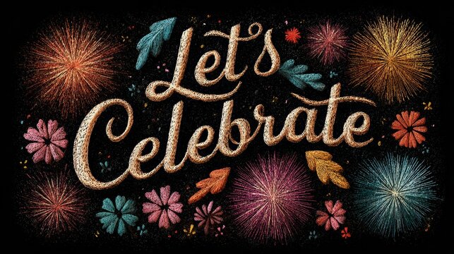 Celebration banner with fireworks