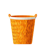 Textured woven orange basket with white rim and handles