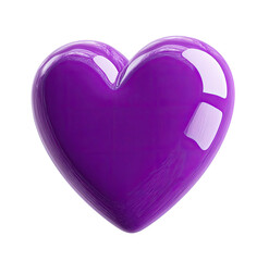 Shiny, glossy purple heart shape with reflections on a black background