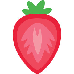 Half Strawberry Fruit Icon Vector Illustration Red Strawberry Slice on Transparent Background
