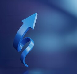 3D Blue Arrow Pointing Upwards with a Dynamic Spiral Shape, Symbolizing Continuous Business Growth and Progress. Development and Success. Arrow Icon for Financial Charts or Marketing Presentations.
