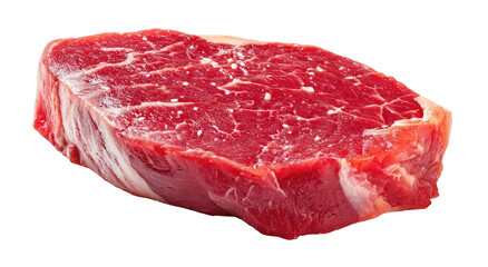 Fresh raw beef steak, marbled with white fat, on black background
