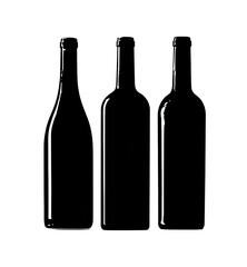 Three minimalist outlines of bottles against a black background