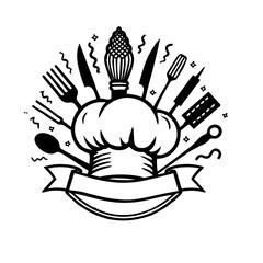 chef hat and cooking items