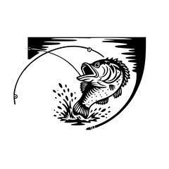 vector image of bass fishing