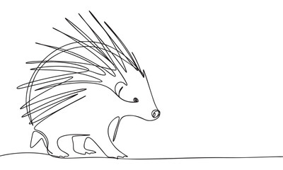 Minimalist Continuous Line Art of a Hystrix 