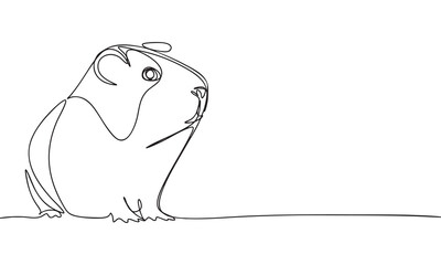Minimalist One Line Drawing of a Cute Guinea Pig