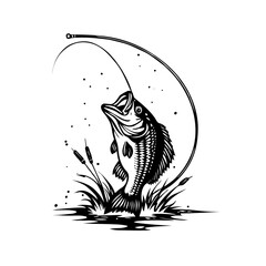 bass fishing illustration