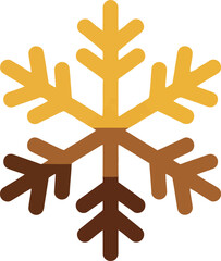 Golden brown snowflake icon - winter autumn seasonal design element