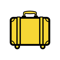 Yellow suitcase icon vector graphic design for travel holiday baggage concept