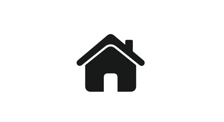 Simple black house icon on a clean white background