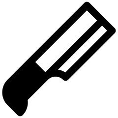 Hard cheese knife. Outlined stroke vector icon with black-filled details.