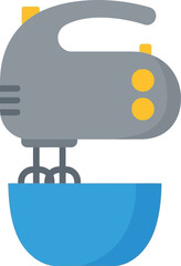 Baking hand mixer & blue bowl icon: kitchen appliance illustration