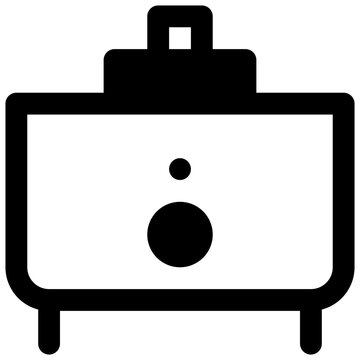 Cheese vat. Outlined stroke vector icon with black-filled details.