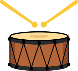 Simple cartoon drum and drumsticks vector illustration
