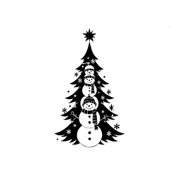 snowman and christmas tree
