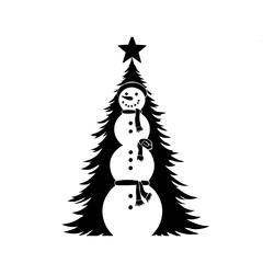 snowman and christmas tree