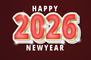 Happy New Year holiday sale celebration illustration with colorful 3D text and festive decorations