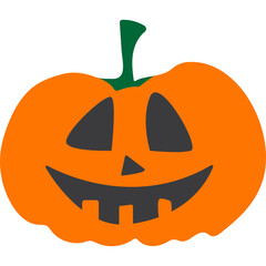 Halloween Jack O Lantern Pumpkin With A Friendly Smiling Face And A Green Stem On A Transparent Background