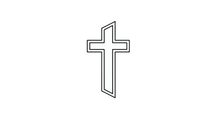 Fototapeta premium Simple, modern outline of a Christian cross, symbolizing faith and spirituality