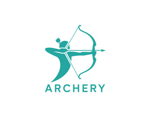 A dynamic logo featuring an archer poised to shoot, representing sports precision and focus, ideal for archery clubs, competitions, or outdoor sports brands.