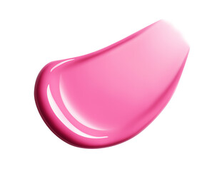 Pink gel nail polish swatch. Close-up of thick cosmetics texture with full coverage effect. Isolated element with clear even edge on transparent background