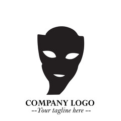 Woman Wearing Mask Logo Symbol in Black on the White Background with Elegant Minimal Design
