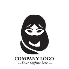 Woman Wearing Mask Logo Symbol in Black on the White Background with Elegant Minimal Design

