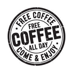 Vintage style stamp with free coffee come and enjoy message