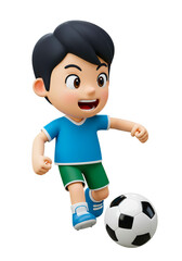 サッカーをする元気な少年