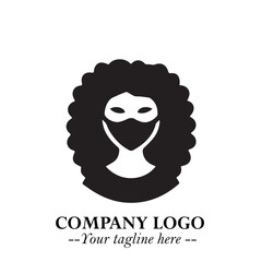 Woman Wearing Mask Logo Symbol in Black on the White Background with Elegant Minimal Design

