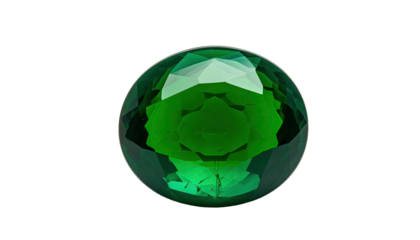 Faceted emerald sphere sparkling on a dark background