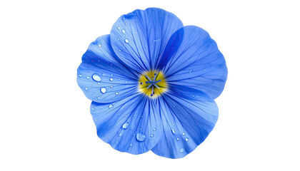 Delicate blue flower with water droplets isolated on black ground