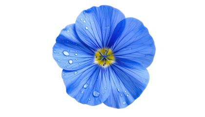 Delicate blue flower with water droplets isolated on black ground