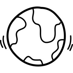 Hand Drawn Earth Icon With Black Outline And White Continents Against Transparent Background Simple Doodle Art Style For Global Awareness Or Education Concepts