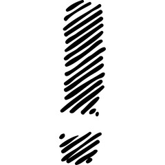 Hand Drawn Exclamation Mark Symbol With Diagonal Black Lines On Transparent Background Clean Alert Warning Danger Emphasis Punctuation Mark Graphic Design Element