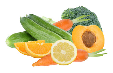 healthy mix of fresh fruits and vegetables capturing the essence of organic goodness, perfect for health, wellness, and sustainable lifestyle campaigns