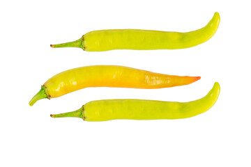 Orange and green sweet pepper on transparent background