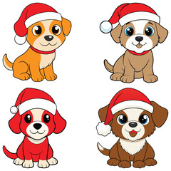 Set dog in cartoon style isolated on white background