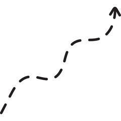 Hand Drawn Black Dashed Arrow Pointing Upwards on White Background