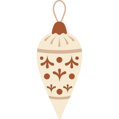 Hand Drawn Christmas Tree Ornament With Brown Decorative Patterns On A Transparent Background