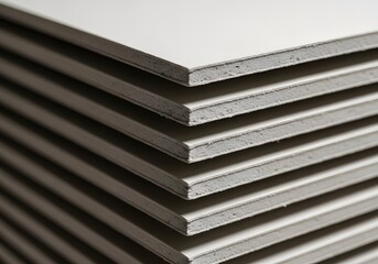Obraz premium Stack of drywall sheets for construction projects and interior renovation needs