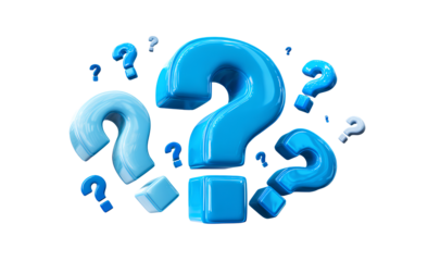 Blue Question Marks Floating Rendered 3D Illustration Isolated Concept Design Problem Solving Pondering Inquiries
