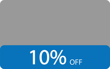 Modern blue and gray discount label showing ten percent off text on transparent background for sales design, White color ten percent text.